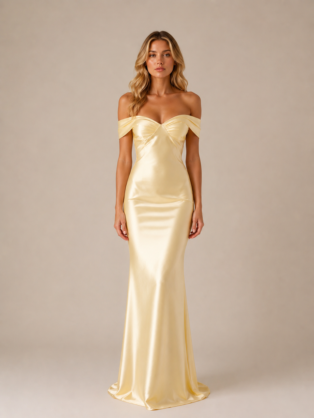 Naomi - Women’s Off-Shoulder Wedding Guest Maxi Dress-Women > Dress-Lyrasue-Gold-XS-Lyrasue