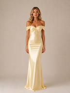 Naomi - Women’s Off-Shoulder Wedding Guest Maxi Dress-Women > Dress-Lyrasue-Gold-XS-Lyrasue