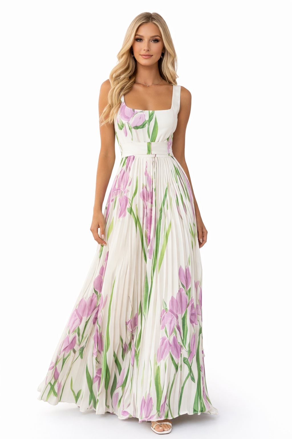 Cinty - Woman Sleeveless Chiffon Summer Maxi Dress-Maxi Dress - AS - Womens - Dresses-Lyrasue-White-XS-Lyrasue