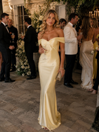 Naomi - Women’s Off-Shoulder Wedding Guest Maxi Dress-Women > Dress-Lyrasue-Gold-XS-Lyrasue
