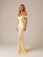 Naomi - Women’s Off-Shoulder Wedding Guest Maxi Dress-Women > Dress-Lyrasue-Gold-XS-Lyrasue