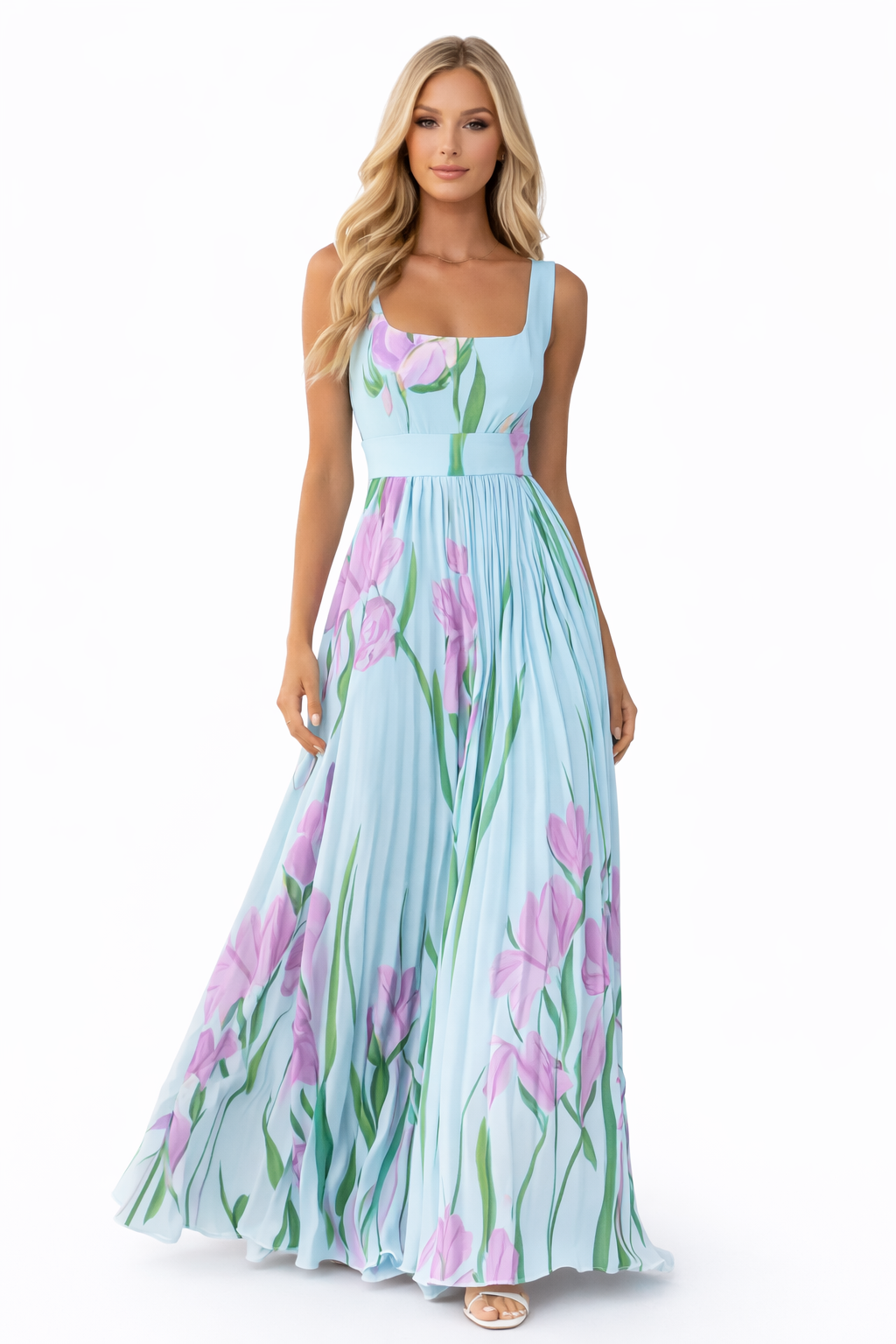 Cinty - Woman Sleeveless Chiffon Summer Maxi Dress-Maxi Dress - AS - Womens - Dresses-Lyrasue-Blue-XS-Lyrasue