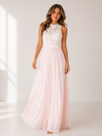 Aurelia - Women's High Neck Lace Wedding Guest Maxi Dress-Dress-Lyrasue-Lyrasue