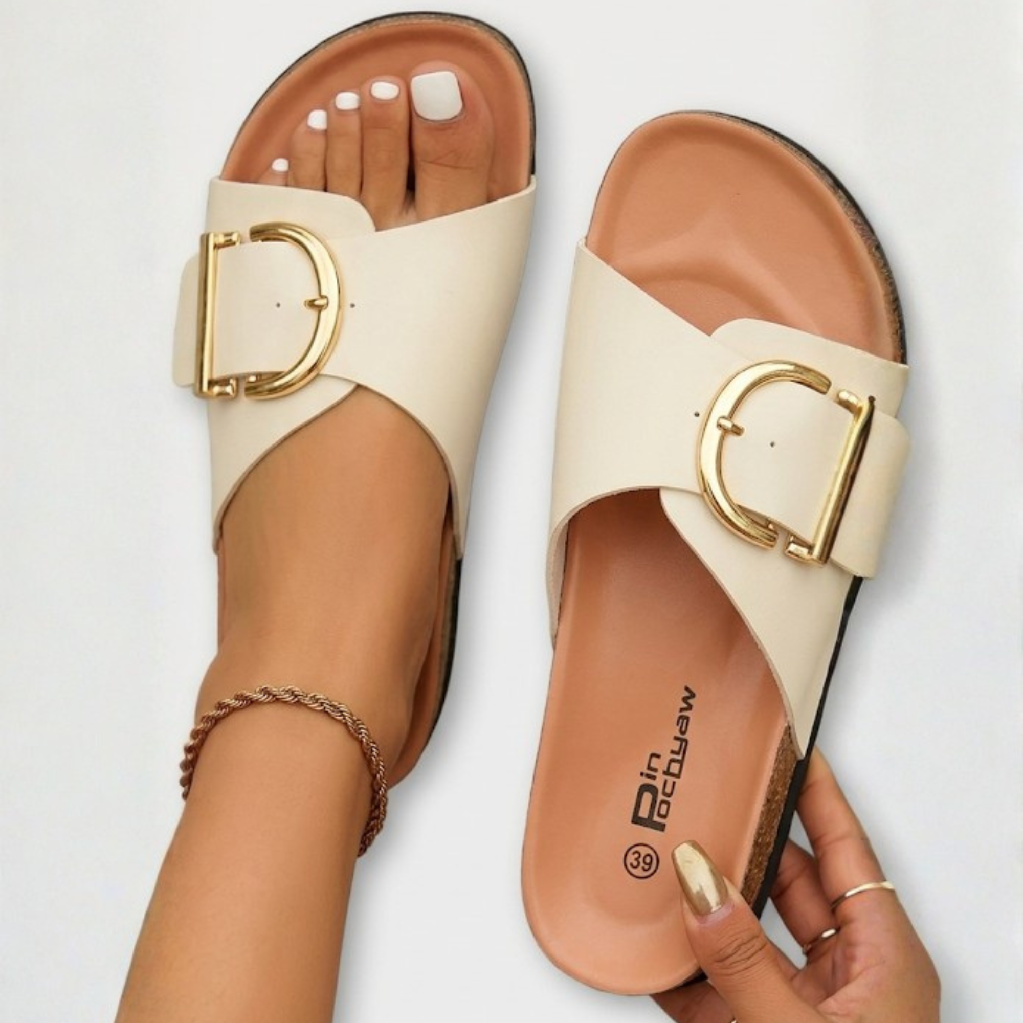 Calista - Women's Comfort Buckle Slide Sandals-Women Shoes Sandals-Lyrasue-Lyrasue