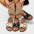 Calista - Women's Comfort Buckle Slide Sandals-Women Shoes Sandals-Lyrasue-Lyrasue