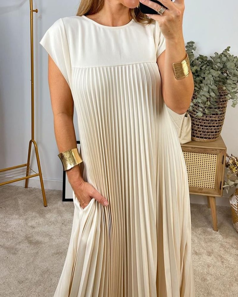 Calliope - Women's Sleeveless Pleated A-Line Midi Dress-Lyrasue-Lyrasue