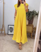 Calliope - Women's Sleeveless Pleated A-Line Midi Dress-Lyrasue-Lyrasue