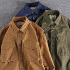 Denvy - Men's Utility Overshirt with Chest Pockets-Men Shirts Casual_shirts-Lyrasue-Lyrasue