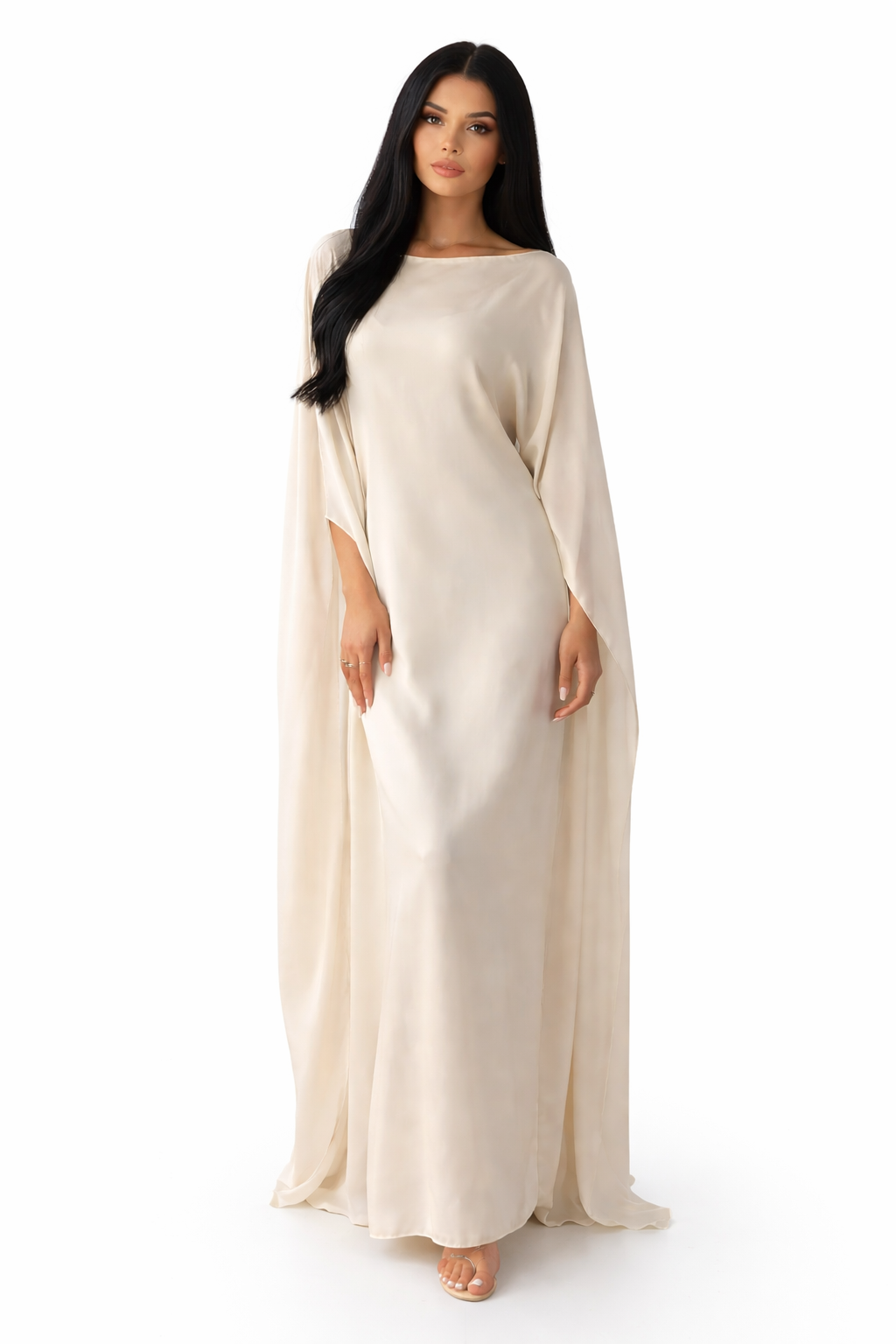 Elanor – Woman Draped Sleeve Summer Maxi Dress-Maxi Dress - AS - Womens - Dresses-Lyrasue-White-S-Lyrasue