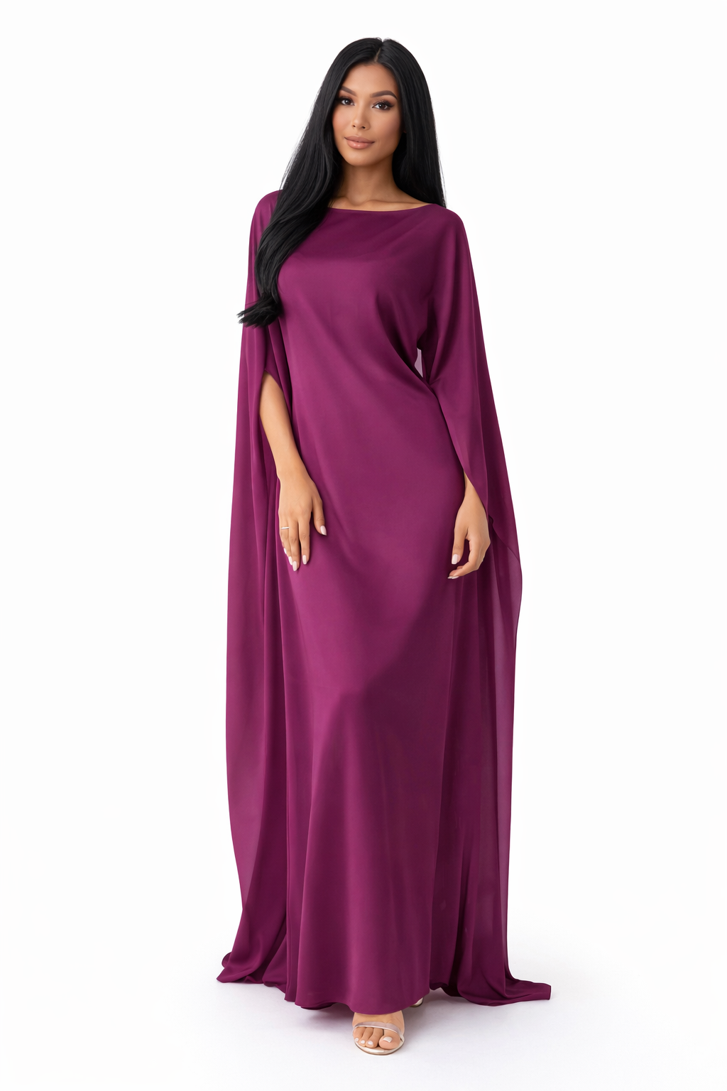 Elanor – Woman Draped Sleeve Summer Maxi Dress-Maxi Dress - AS - Womens - Dresses-Lyrasue-Purple-S-Lyrasue