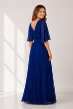 Everleigh - Women's Elegant V Neck Pleated Maxi Dress-Maxikleider-Lyrasue-Lyrasue