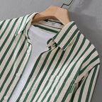Jan - Men’s Classic Striped Button-Up Shirt with Chest Pocket-Men Shirts Casual_shirts-Lyrasue-Lyrasue
