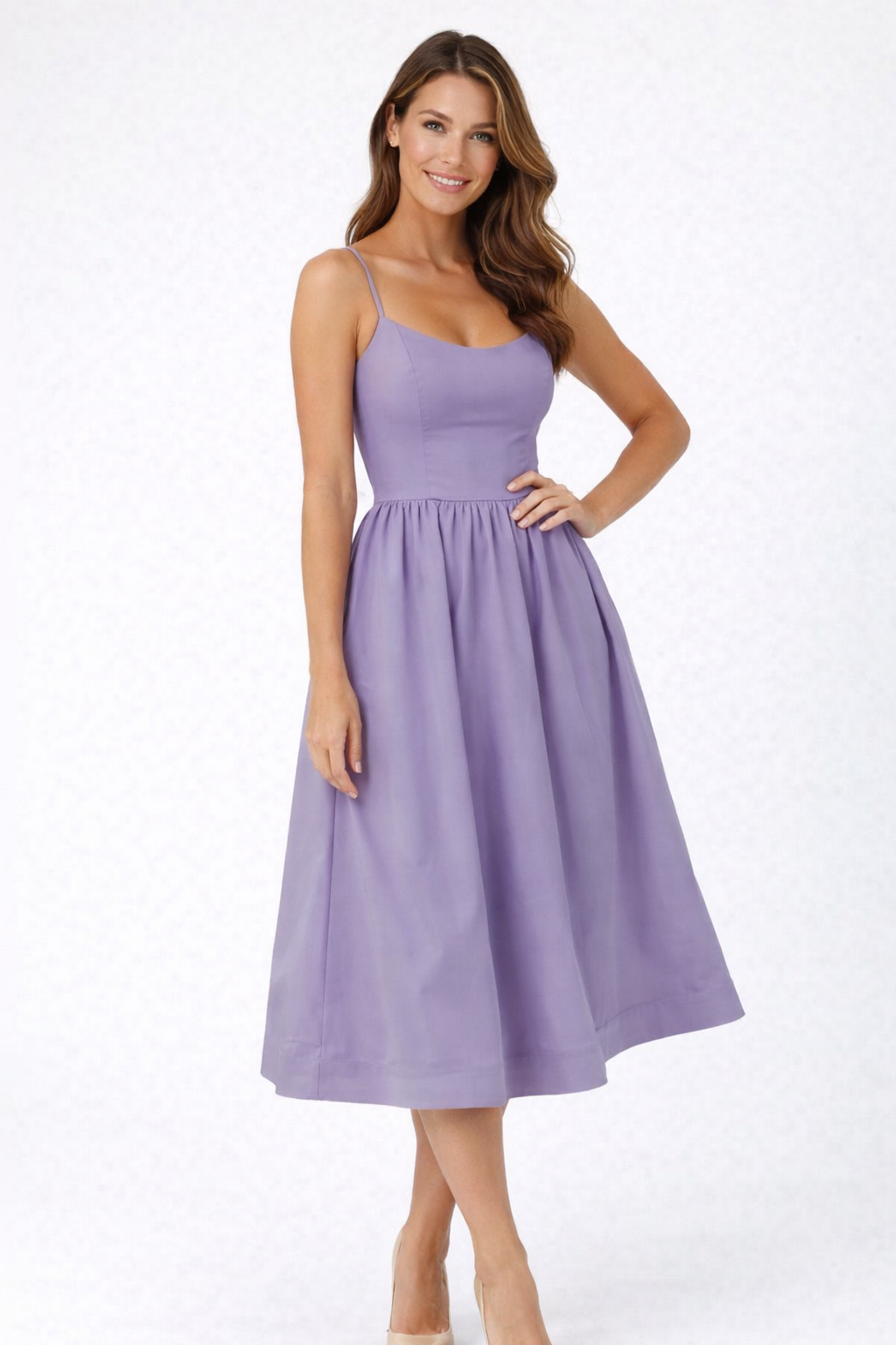 Kate – Women Flowing Midi Dress Lightweight Summer Occasion Dress-Women's Dresses-Lyrasue-Purple-S-Lyrasue