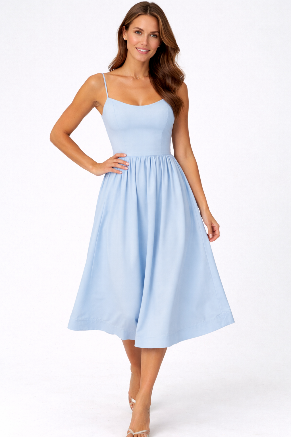 Kate – Women Flowing Midi Dress Lightweight Summer Occasion Dress-Women's Dresses-Lyrasue-Light Blue-S-Lyrasue
