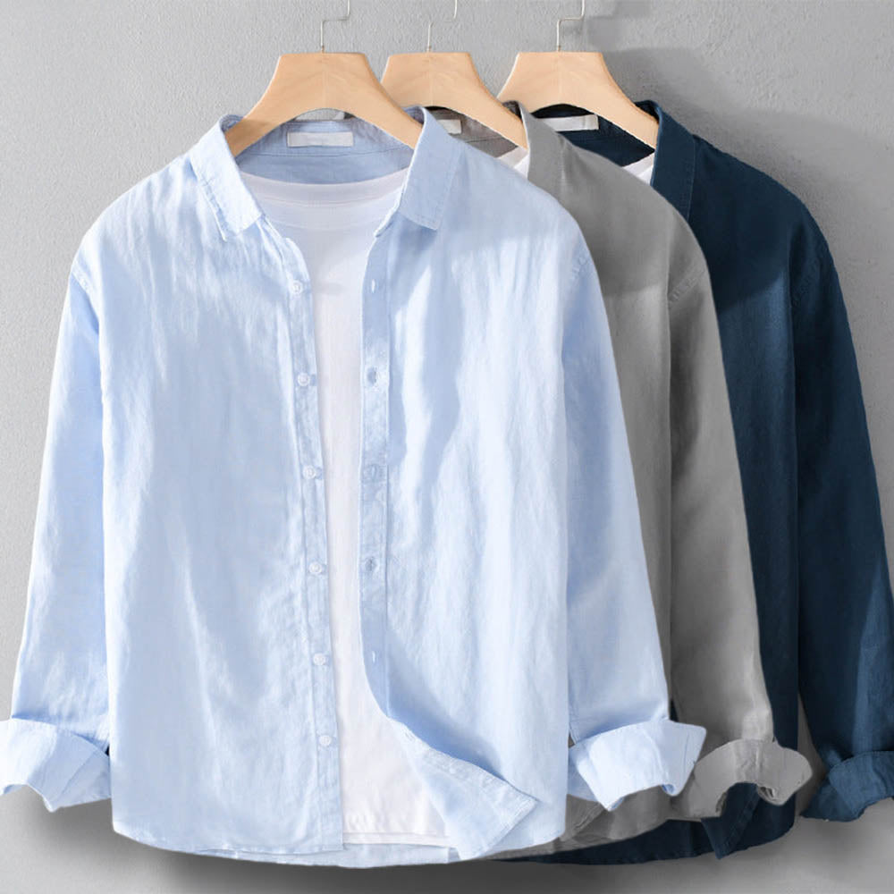 Levy - Men’s Classic Linen Button-Up Shirt-Men Shirts Casual_shirts-Lyrasue-Lyrasue
