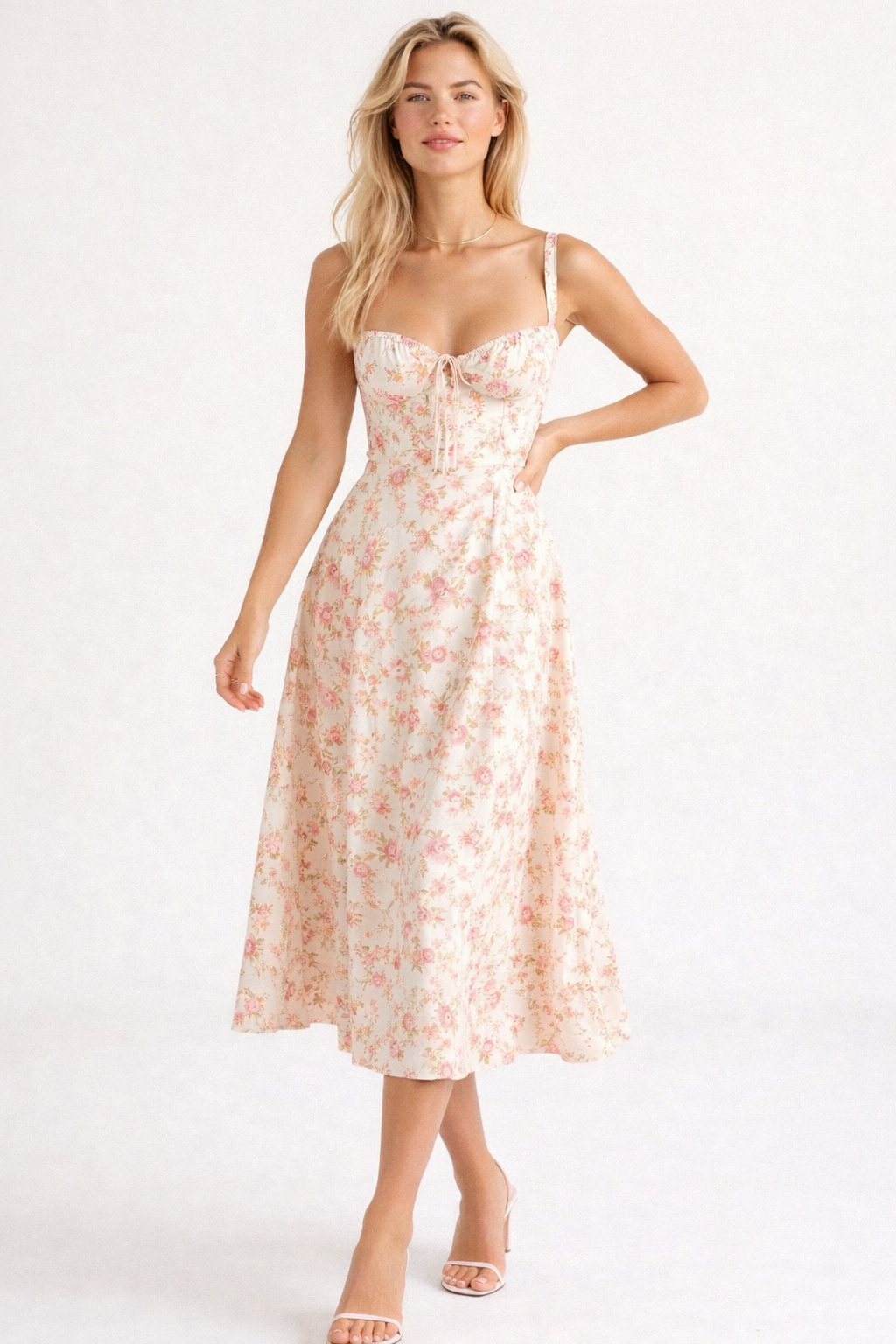 Liana Corset Midi Dress - Woman Wedding Guest Dress-Midi Dresses-Lyrasue-Pink-S-Lyrasue