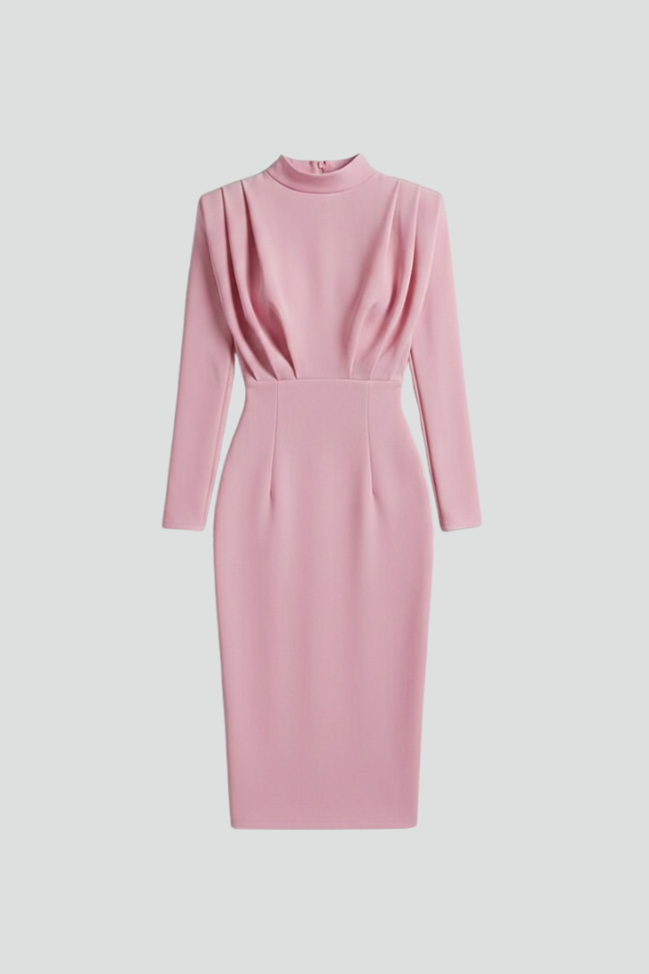 Lyric - Women's High Neck Long Sleeve Midi Dress-Women’s Dress-Lyrasue-Lyrasue