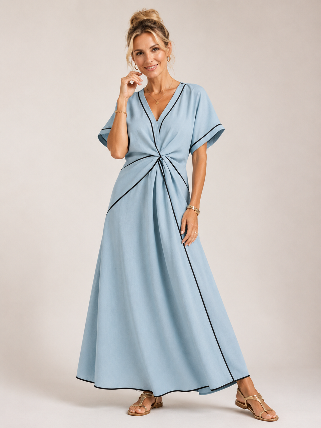 Maisee - Women's Twist Front Maxi Dress-SS - Womens - Dresses-Lyrasue-Lyrasue