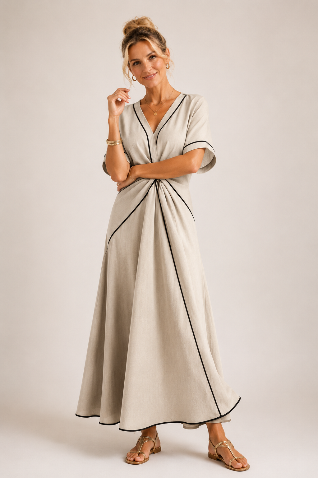 Maisee - Women's Twist Front Maxi Dress-SS - Womens - Dresses-Lyrasue-Lyrasue