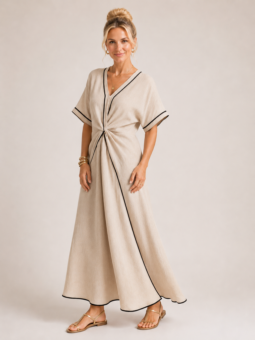 Maisee - Women's Twist Front Maxi Dress-SS - Womens - Dresses-Lyrasue-Lyrasue