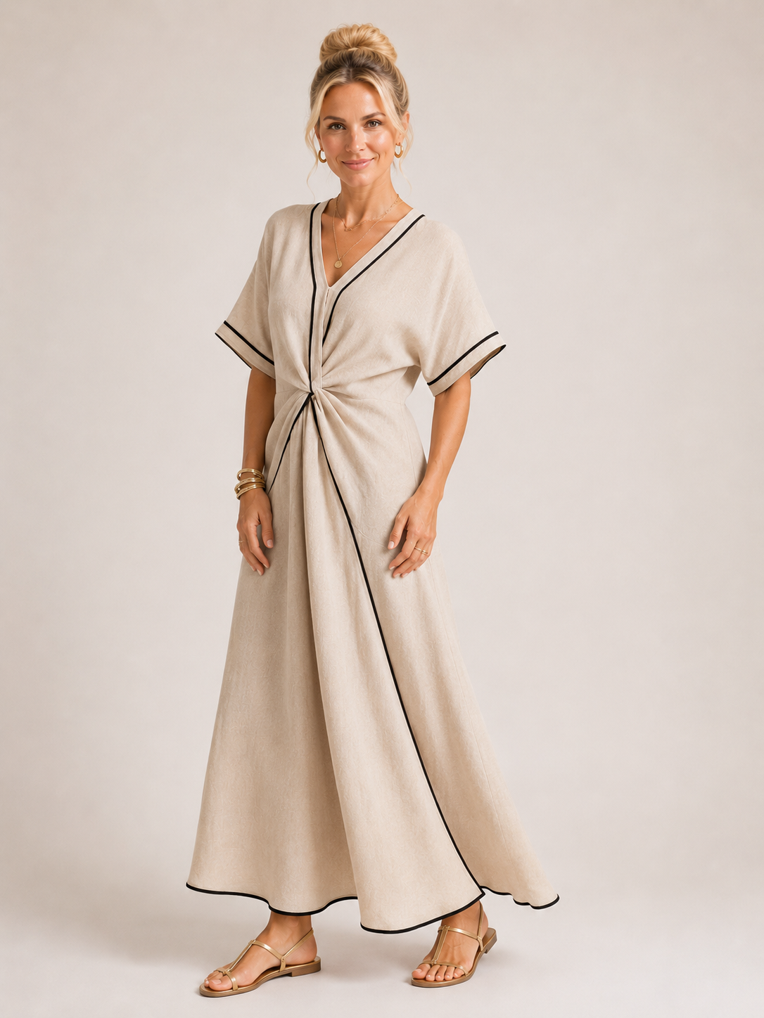 Maisee - Women's Twist Front Maxi Dress-SS - Womens - Dresses-Lyrasue-Lyrasue