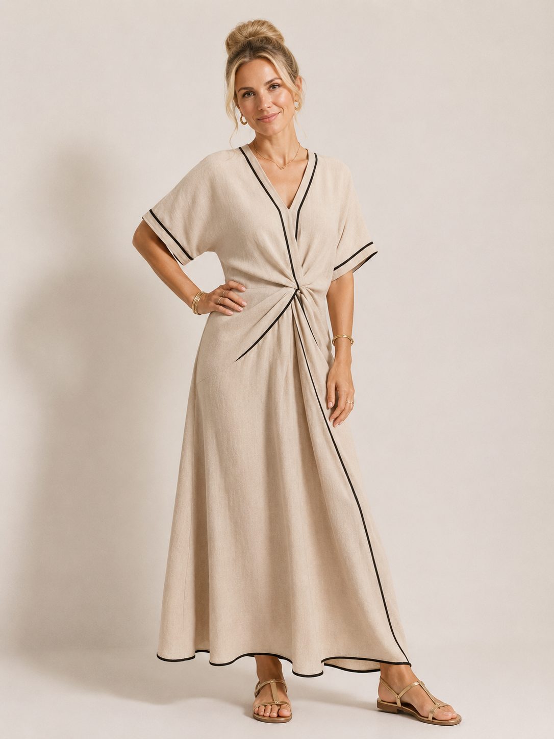 Maisee - Women's Twist Front Maxi Dress-SS - Womens - Dresses-Lyrasue-Lyrasue