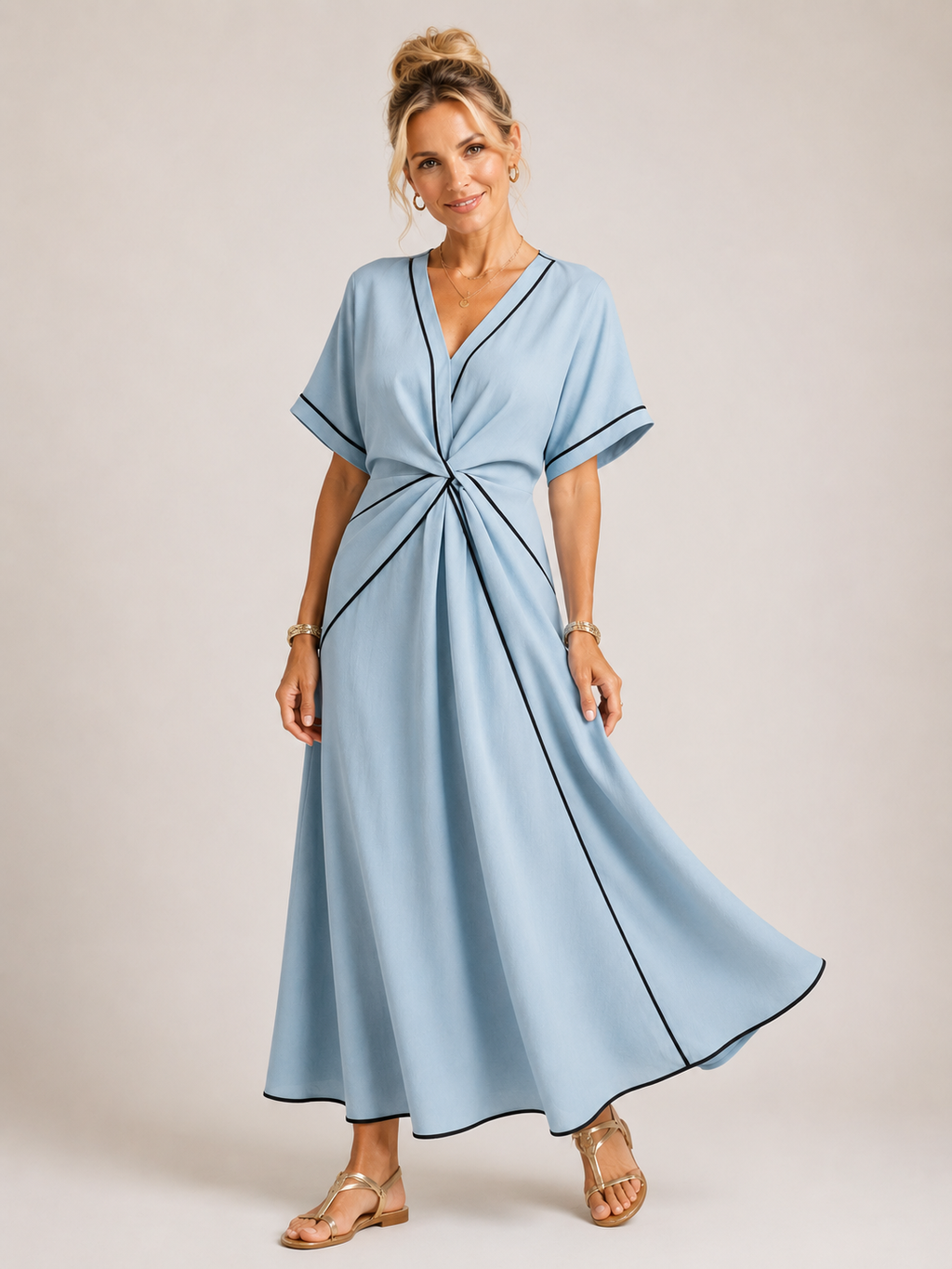 Maisee - Women's Twist Front Maxi Dress-SS - Womens - Dresses-Lyrasue-Lyrasue