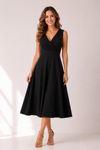 Novalee - Women's Sleeveless V Neck Midi Dress-Women’s Midi Dress-Lyrasue-Lyrasue