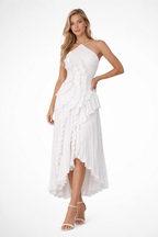 Orla - Woman Sleeveless Halter Backless Ruffle Maxi Wedding Guest Dress-Lyrasue-White-XS-Lyrasue