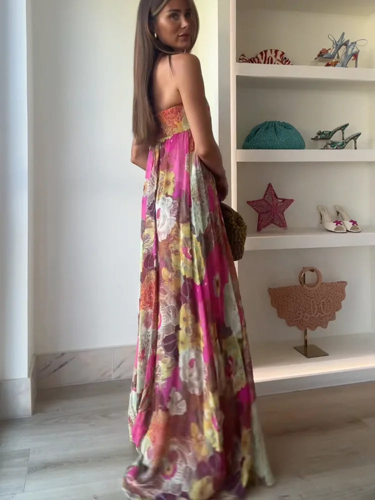 Reverie - Women's Strapless Boho Maxi Dress-Women > Dress-Lyrasue-Lyrasue