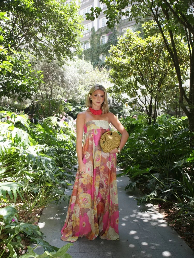 Reverie - Women's Strapless Boho Maxi Dress-Women > Dress-Lyrasue-Lyrasue