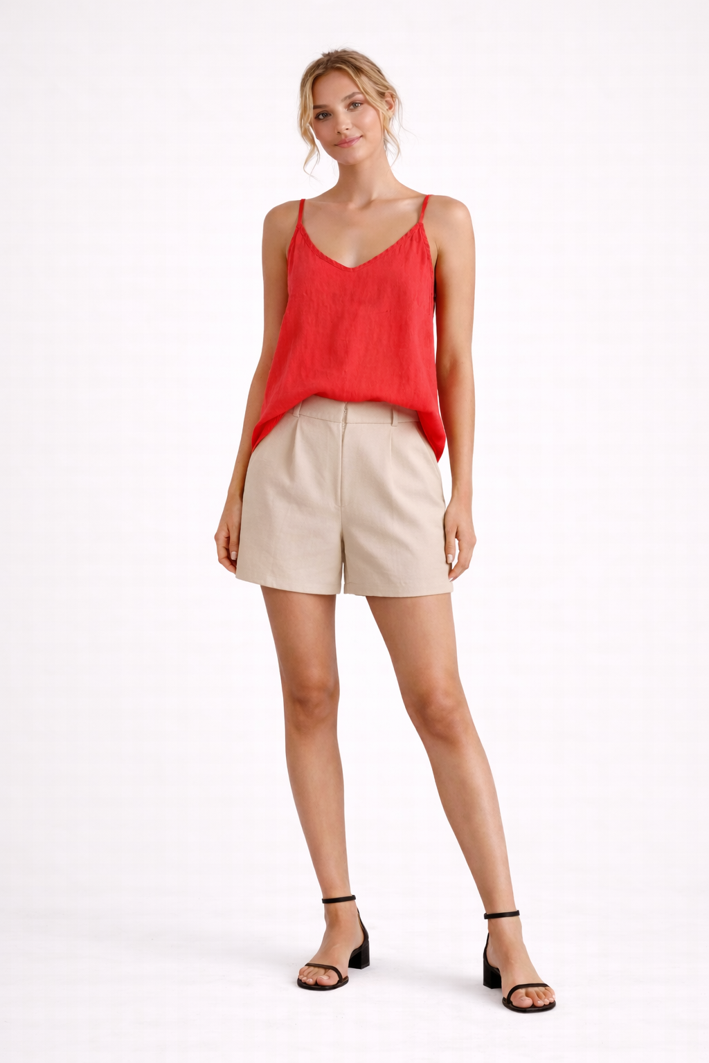 Sienna - Women’s Spaghetti Strap Linen Summer Top-Shirts & Tops-Lyrasue-Red-XS-Lyrasue