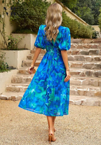 Solene - Women's Botanical Chiffon Midi Dress-Women Dresses Midi-Lyrasue-Lyrasue