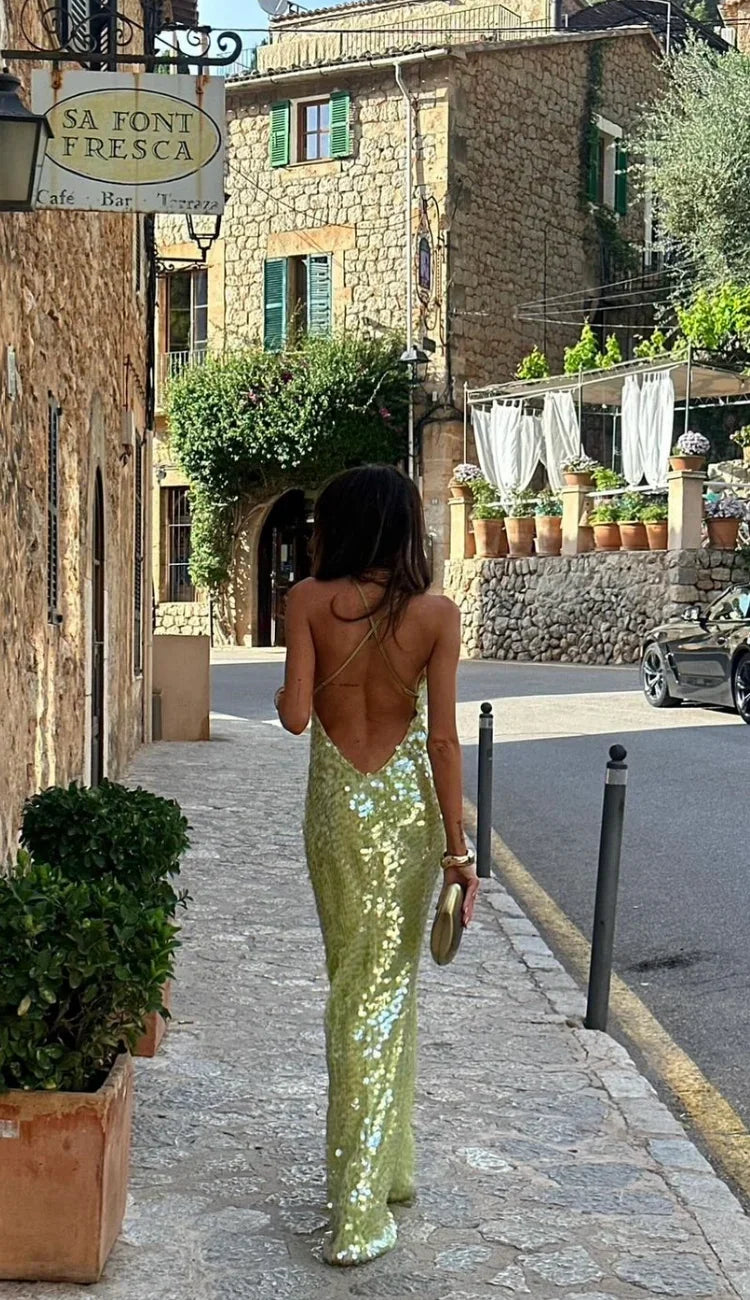 Valencia - Women's Sequin Backless Evening Gown-Lyrasue-Lyrasue