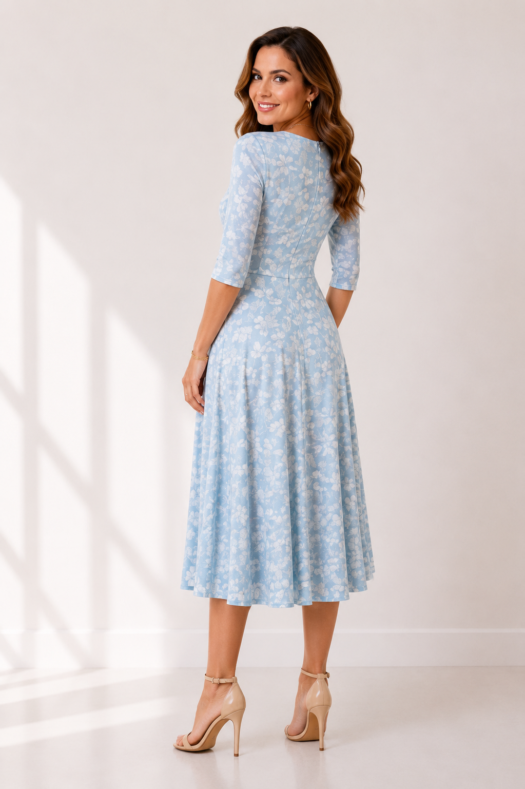 Winslet - Women's Floral Wrap Midi Dress with V-neckline-Women’s Midi Dress Summer Push-Lyrasue-Lyrasue